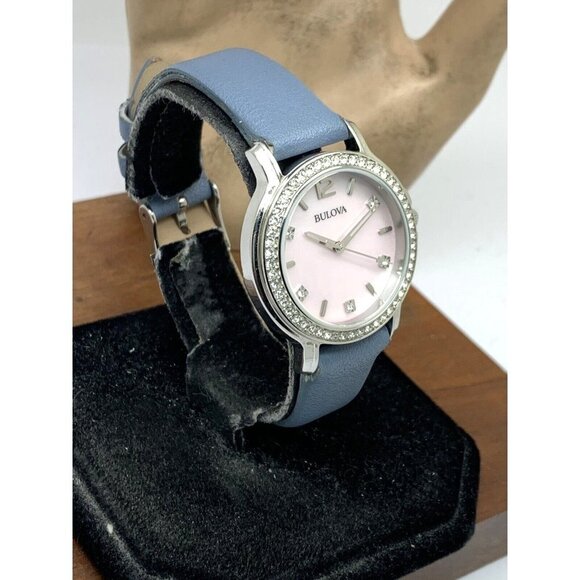 Bulova Women's Watch 96L254 Quartz Mother of Pearl Pink Dial Gemmed Leat… - Picture 13 of 13